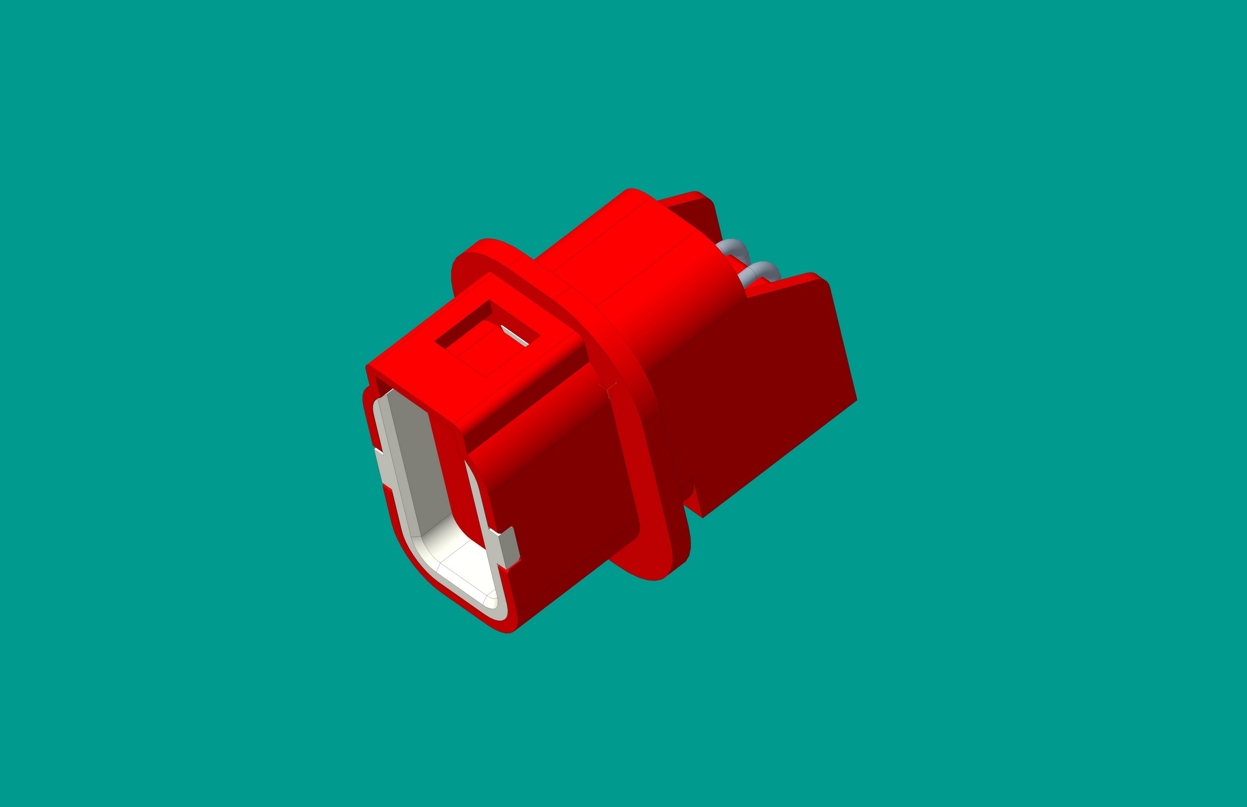 2.0間距雙排臥式針座4位紅色